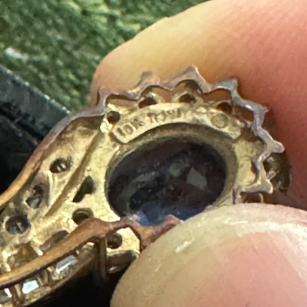 10K Gold Necklace with Blue Sapphire-Color Pendant - Picture 5 of 6